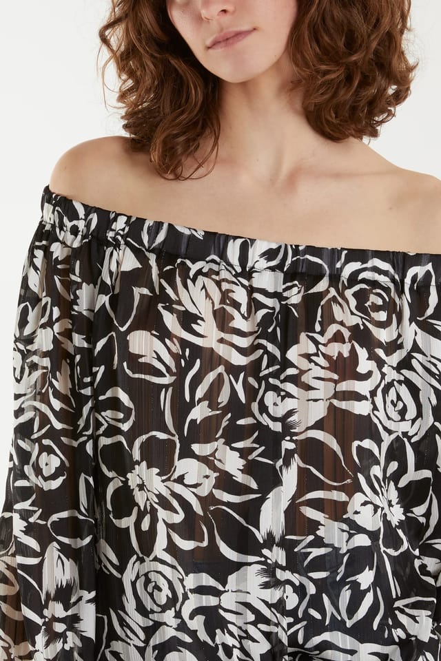 Blue Vanilla Tie Front Bardot Top - 3
