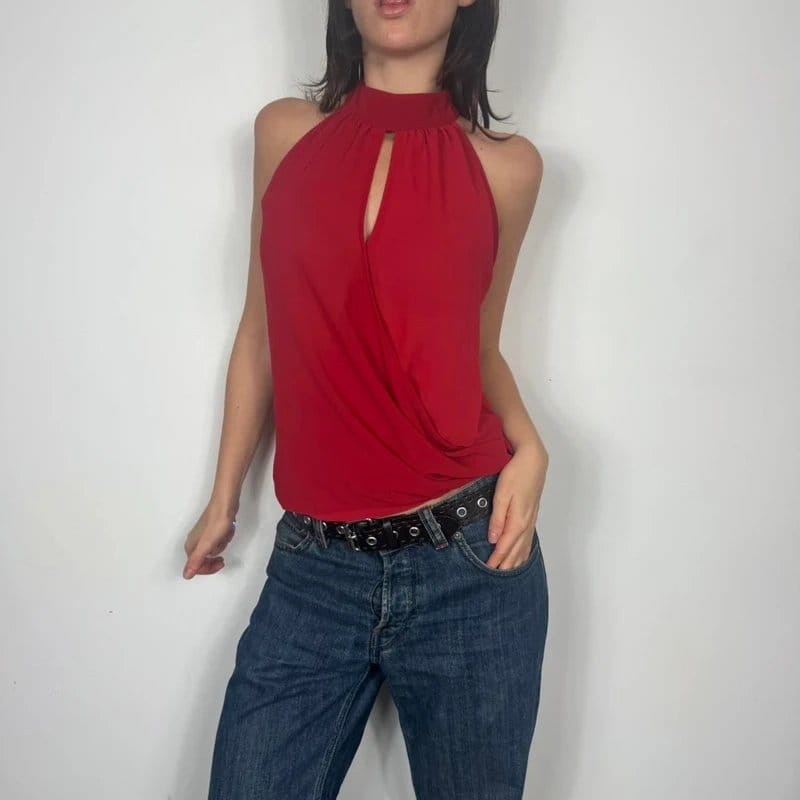 Red halter neck top with cut out detail #halterneck