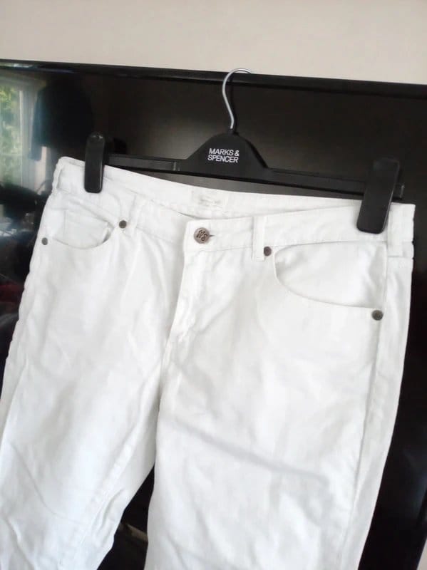 White Stuff Ladies white stuff size 12 white skinny cropped summer jeans immaculate - 1
