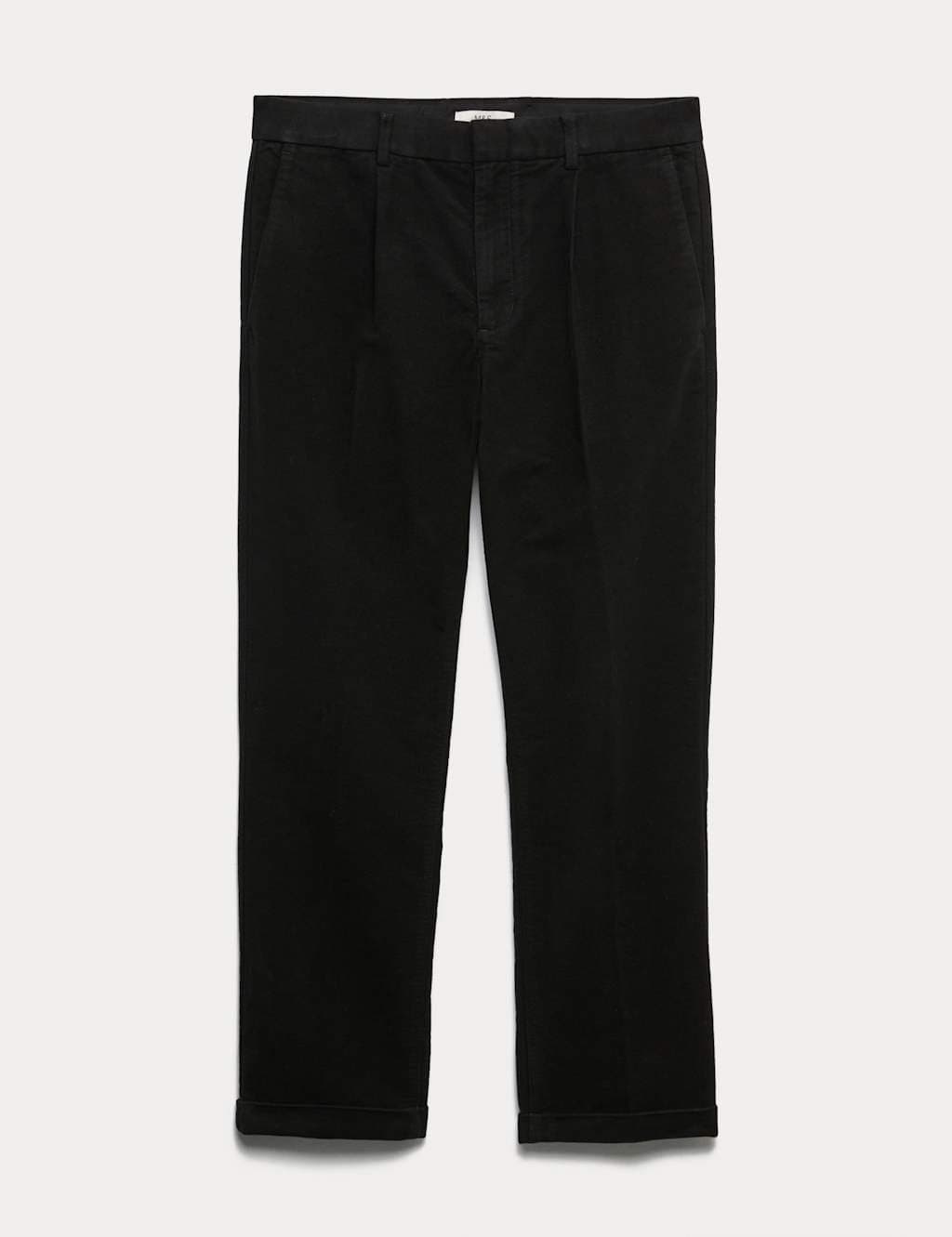 Marks & Spencer M&S Straight Fit Italian Moleskin Chino Trousers Black