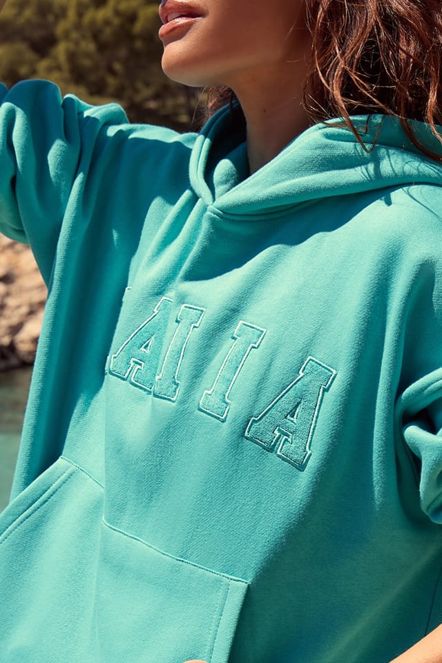 Kaiia Kaiia Slogan Oversized Hoodie Turquoise - 3