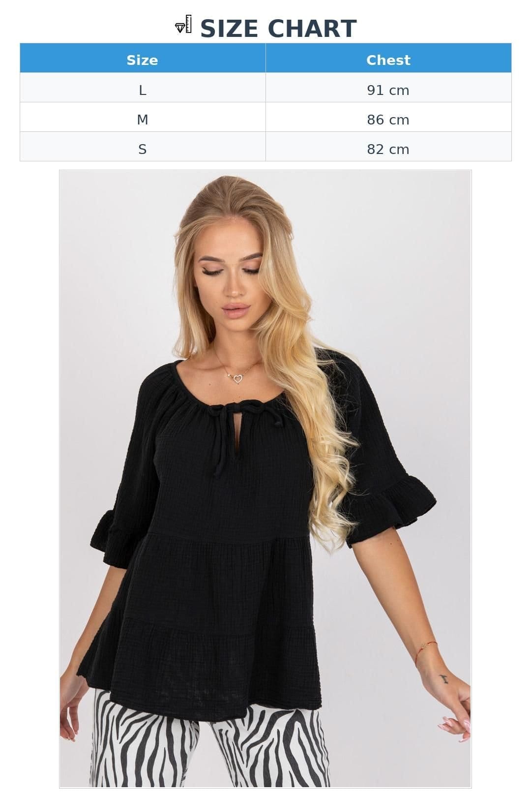 Love Lace Love Lace Women's Everyday Loose Fit Blouse With Ruffle Sleeves in Black - 4