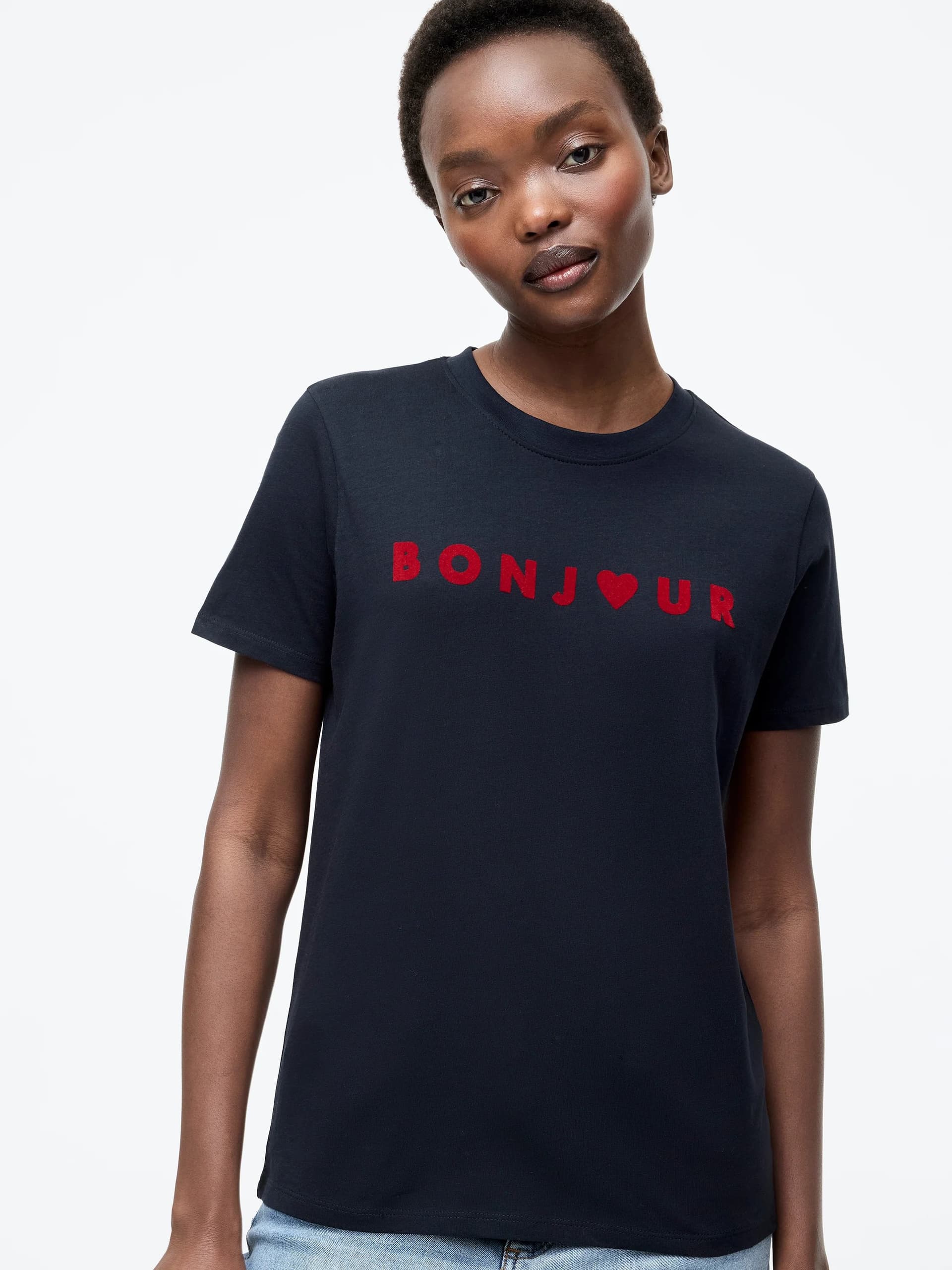 French Connection Bonjour Tee Midnight Blue/red