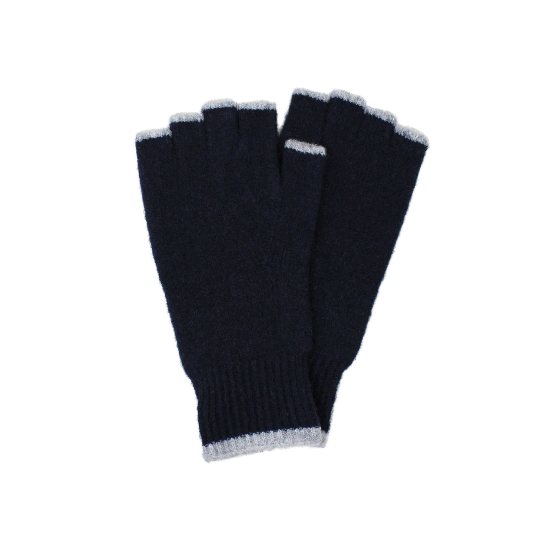 POM Collection POM Collection Men's Navy & Grey Trim Fingerless Gloves
