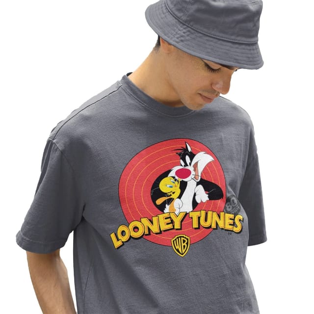 Tweety Tweety Men's Sylvester & T-Shirt in Charcoal - 3