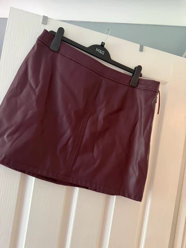 New Look burgundy leather skirt