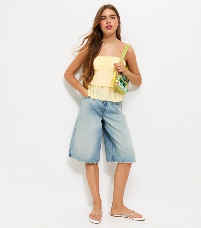 New Look Girls' Light Yellow Mesh Bandeau Halter Top New Look - 3