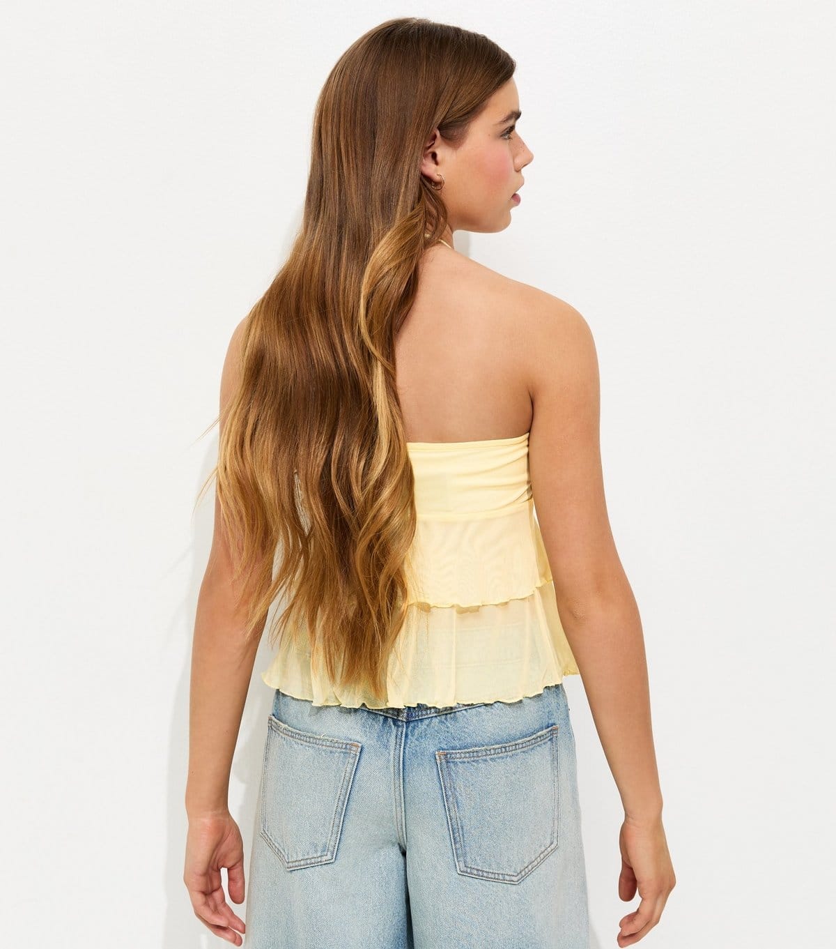 New Look Girls' Light Yellow Mesh Bandeau Halter Top New Look - 4