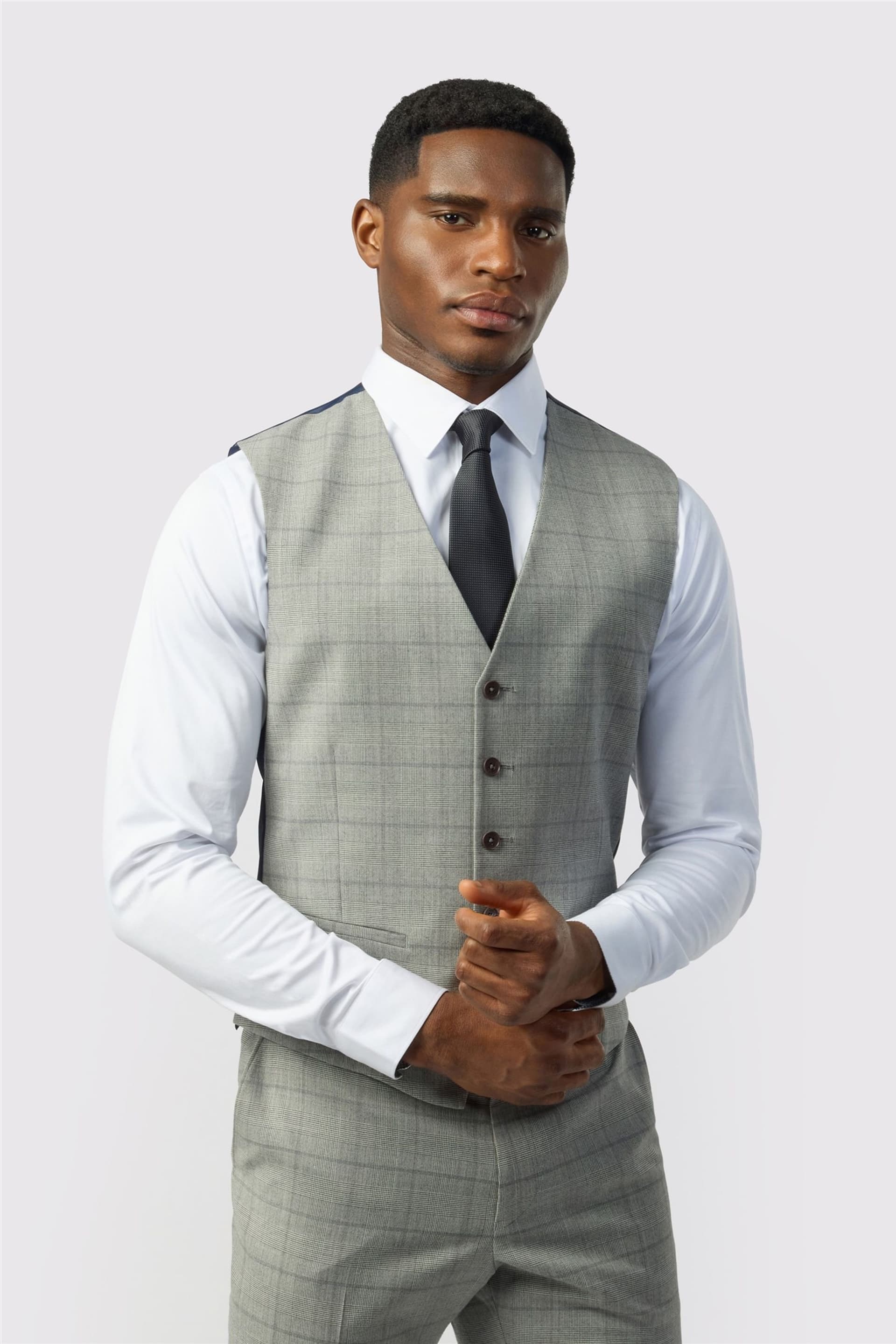 Ted Baker Ted Baker Men's Checked Regular Waistcoat in Silver