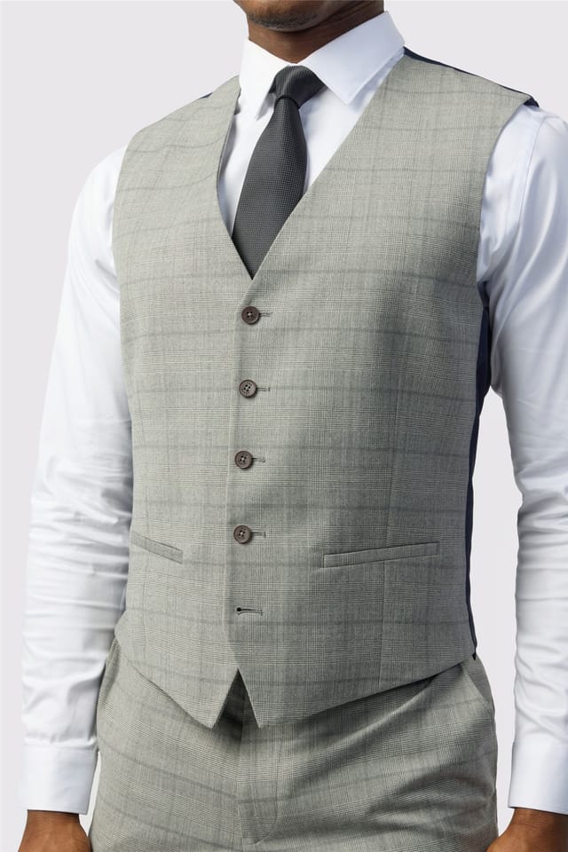 Ted Baker Ted Baker Men's Checked Regular Waistcoat in Silver - 2