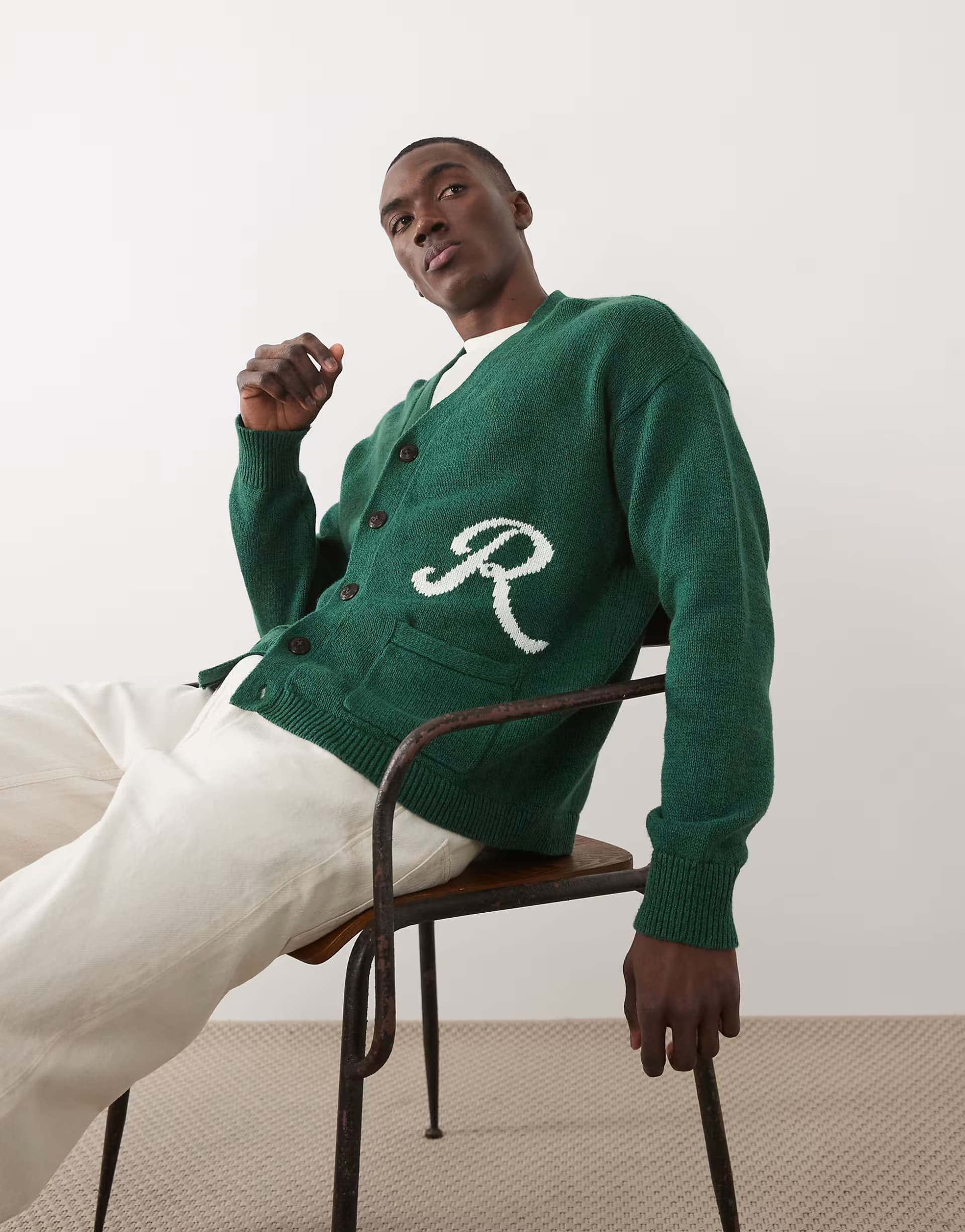 ASOS Polo Ralph Lauren back script logo relaxed fit gardigan in forest green