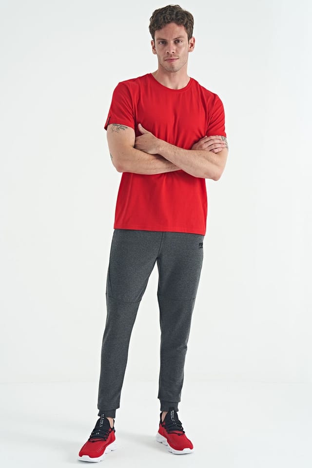 Tommy Life Tommy Life Men's Cotton Elastane Crew Neck T-Shirt in Red - 3