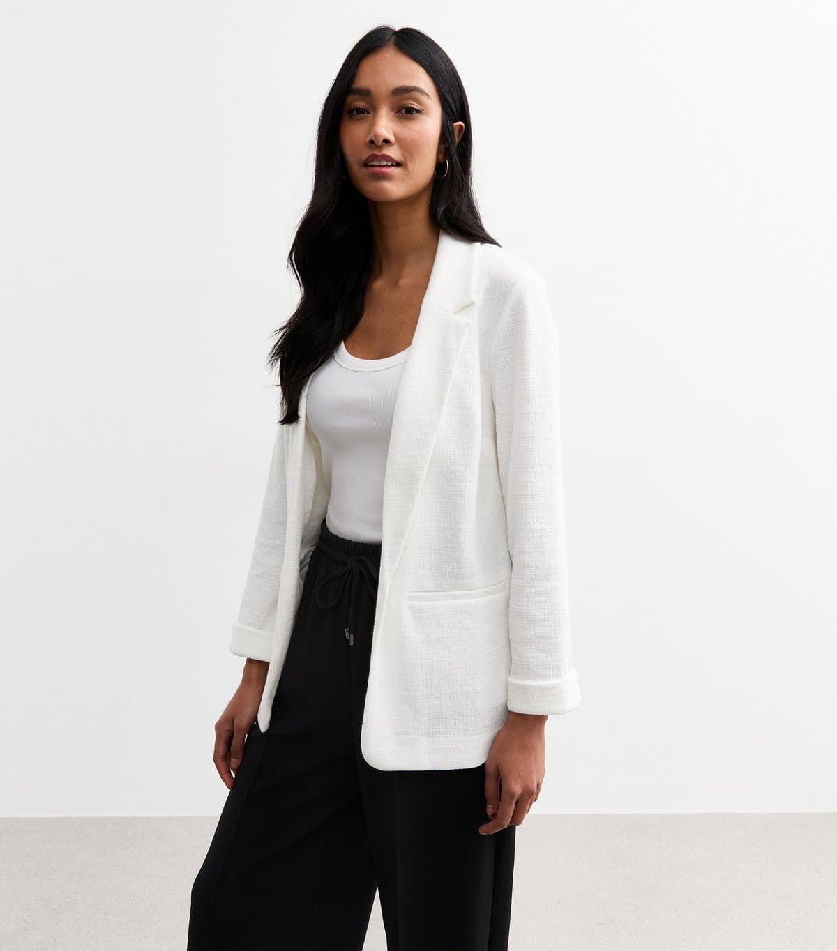 New Look Women's White Textured Jersey Blazer New Look