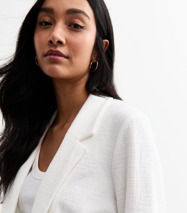 New Look Women's White Textured Jersey Blazer New Look - 2