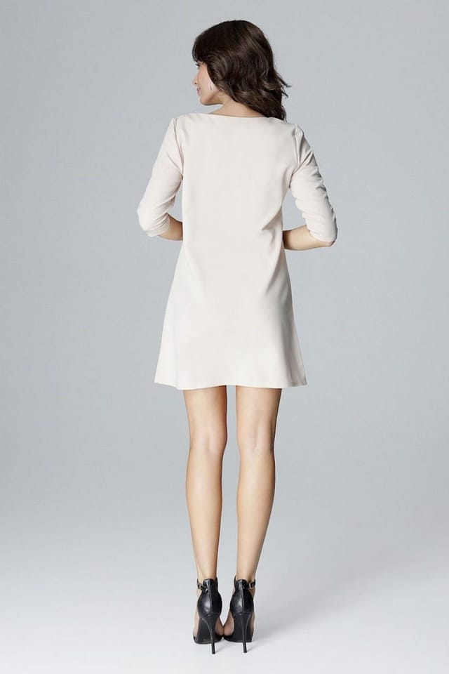 Love Lace Love Lace Women's Slight Flared Trapezoid Neckline Clasp Dress in Beige - 3