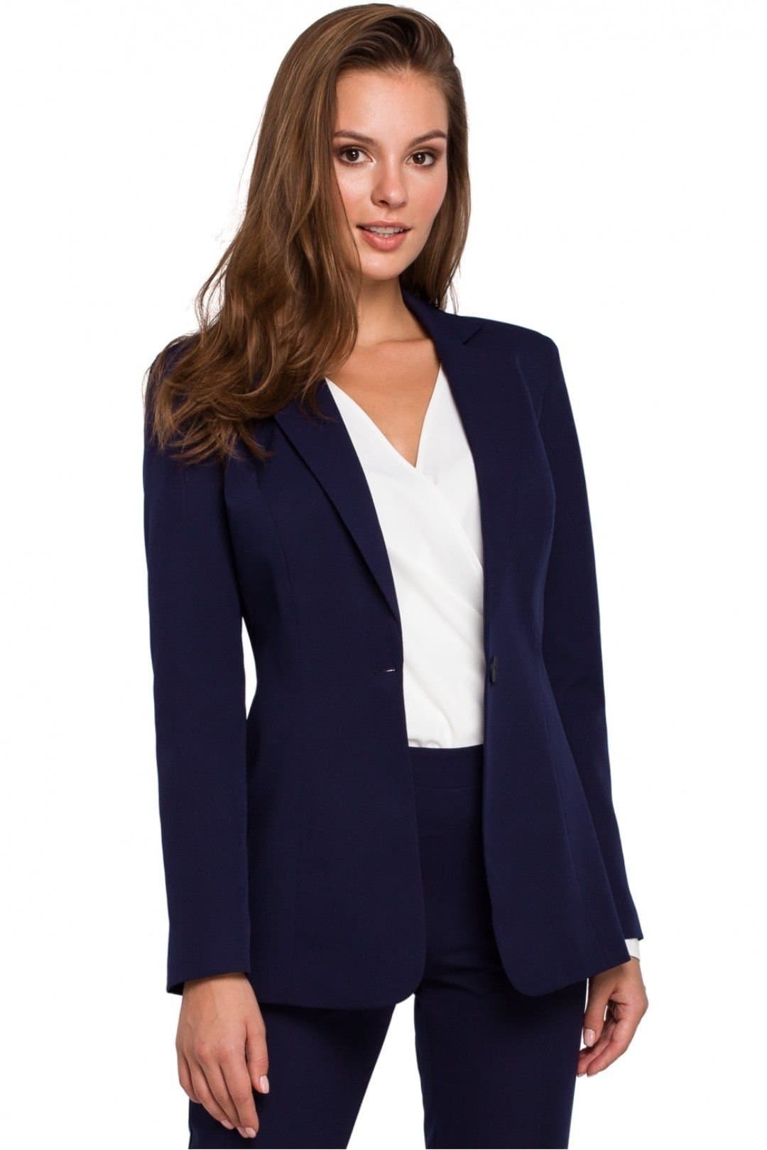 Love Lace Love Lace Women's Slim Fit Lined One Button Suit Jacket in Blue