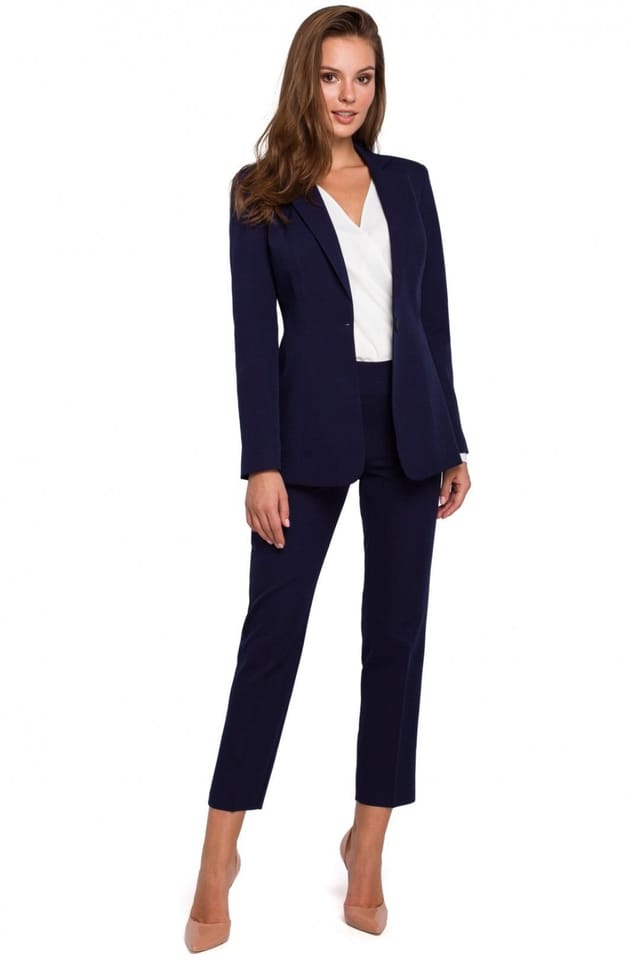 Love Lace Love Lace Women's Slim Fit Lined One Button Suit Jacket in Blue - 2