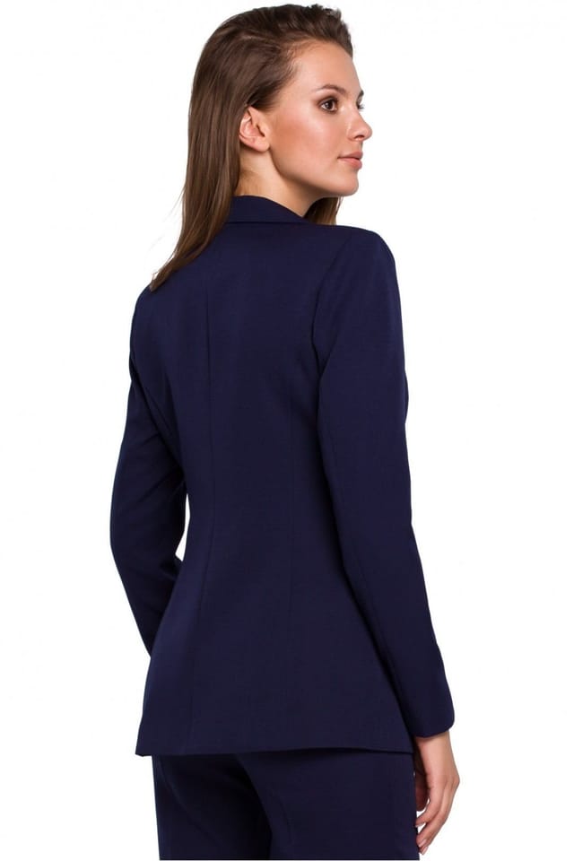 Love Lace Love Lace Women's Slim Fit Lined One Button Suit Jacket in Blue - 3