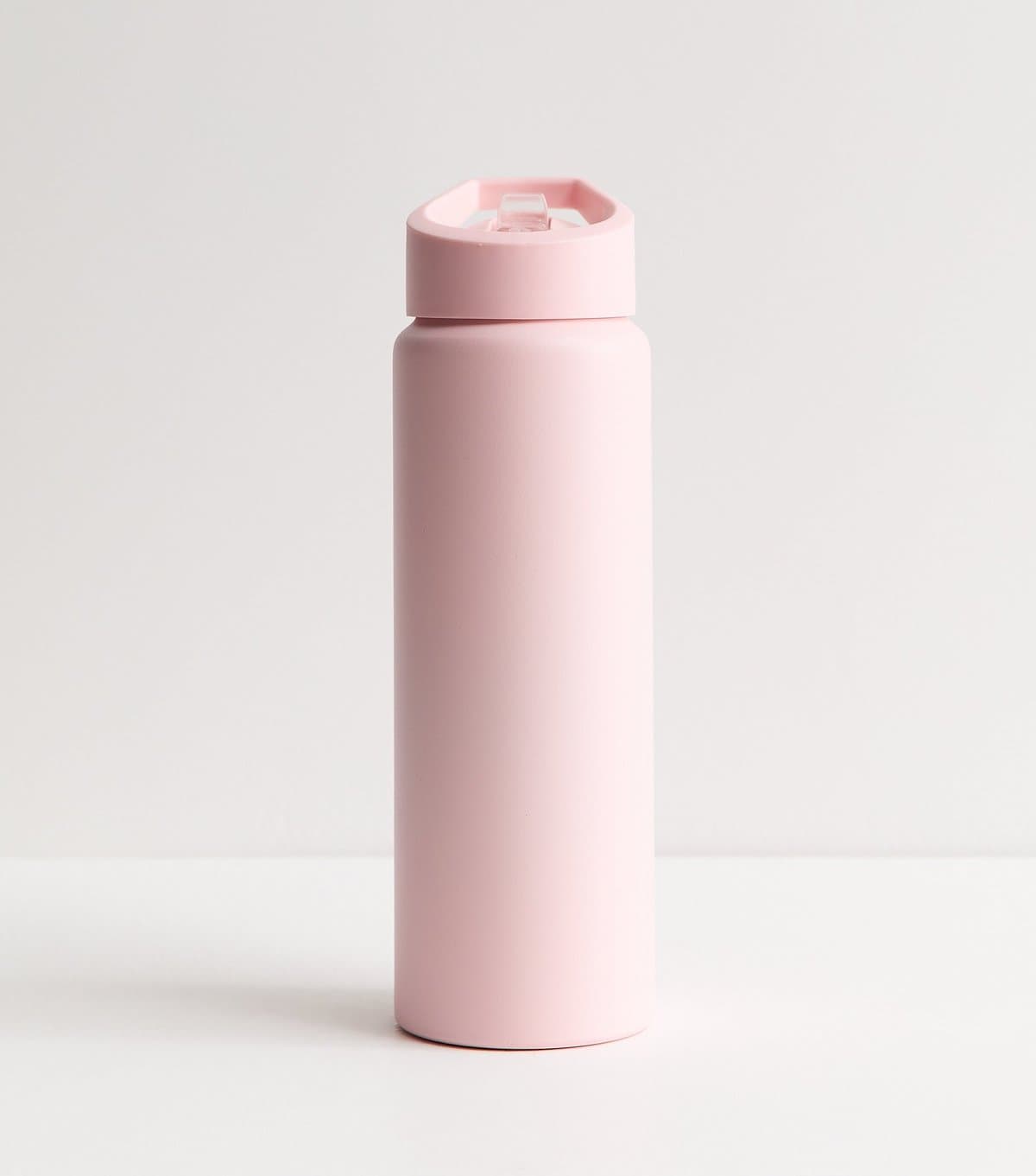 New Look Pink Pop Lid Straw Metal Water Bottle New Look