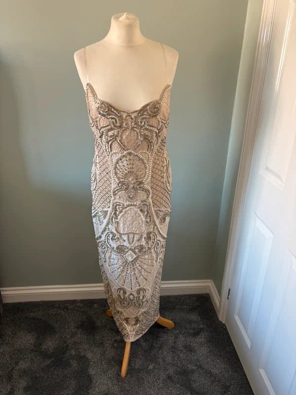 ASOS ASOS luxe cat eye embellished midaxi dress in cream