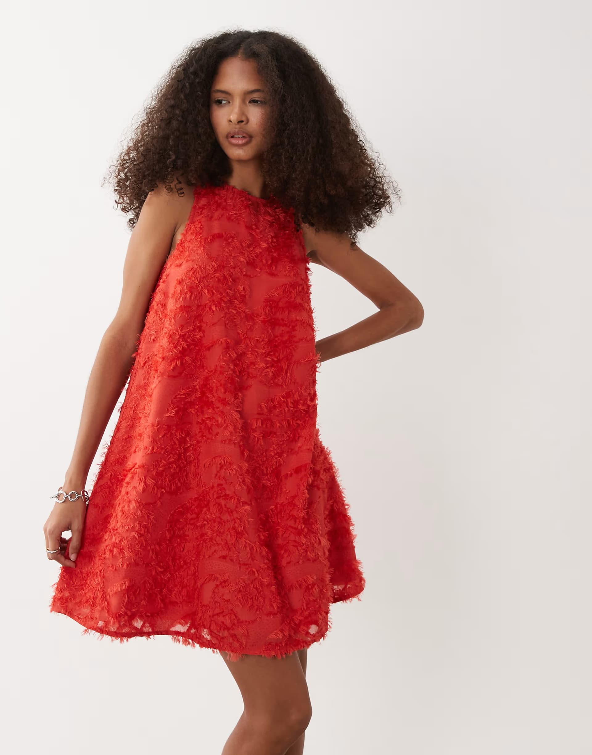 ASOS YAS textured racer neck mini dress in poinsettia red