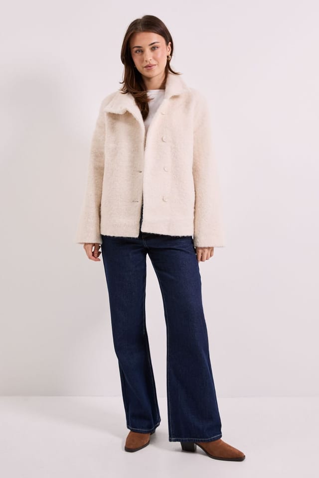 Dorothy Perkins Dorothy Perkins Women's Funnel Neck Short Coat in Cream - 2