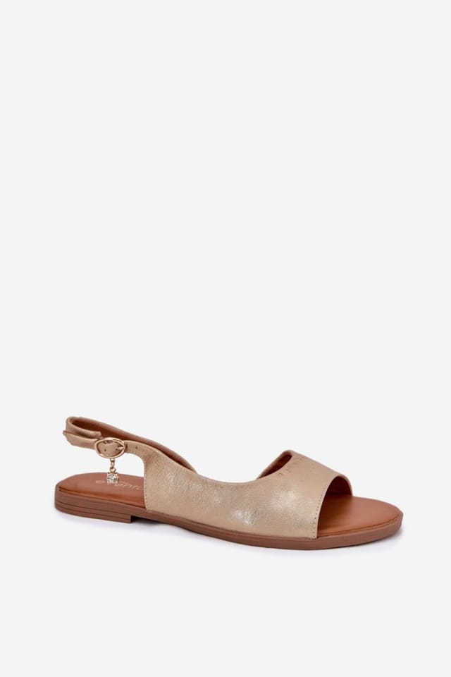 Love Lace Love Lace Women's Comfort Flat Buckle Sandals in Everyday in Gold - 2