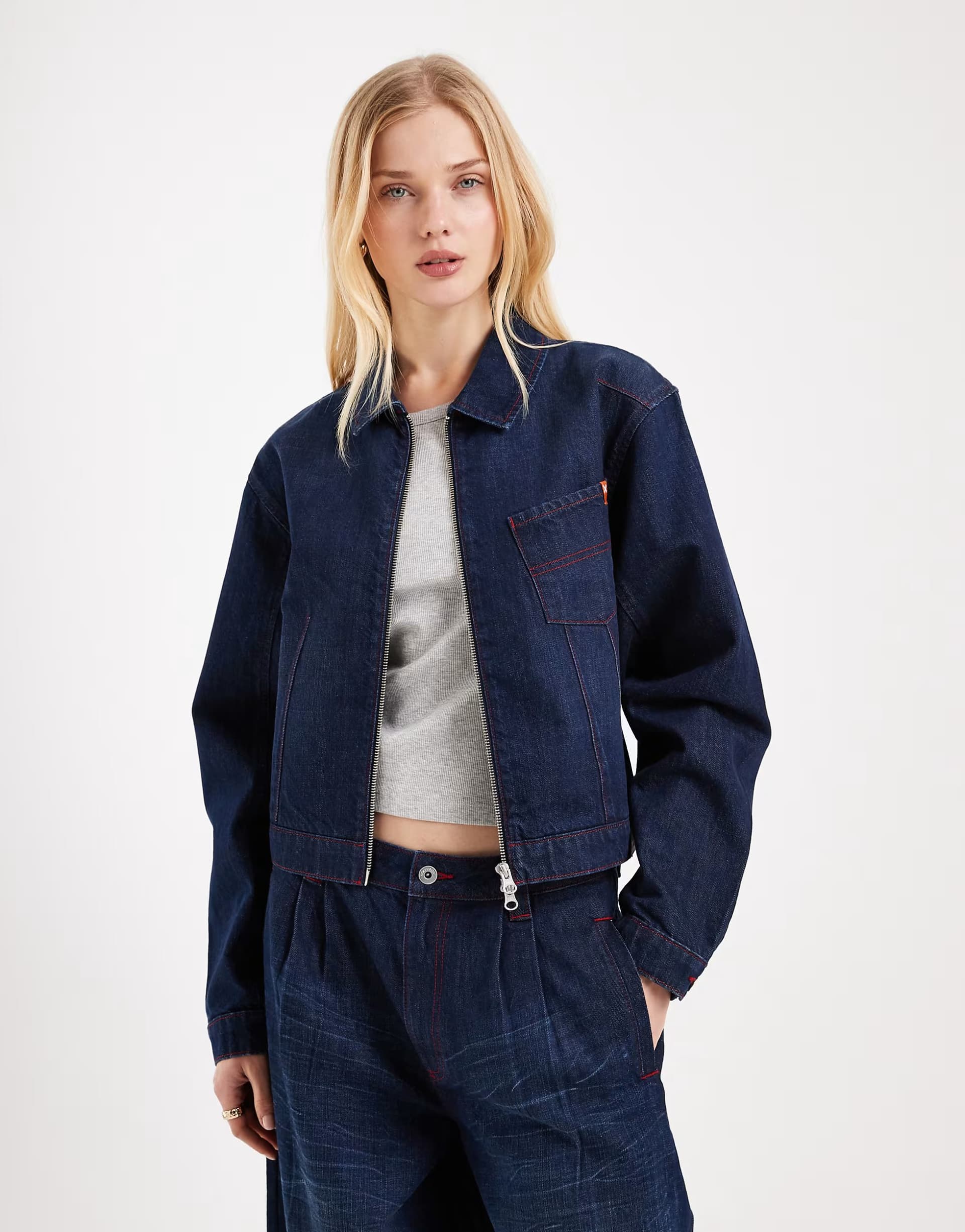 ASOS COLLUSION Circular Design Collection boxy crop denim jacket co ord in rinse wash