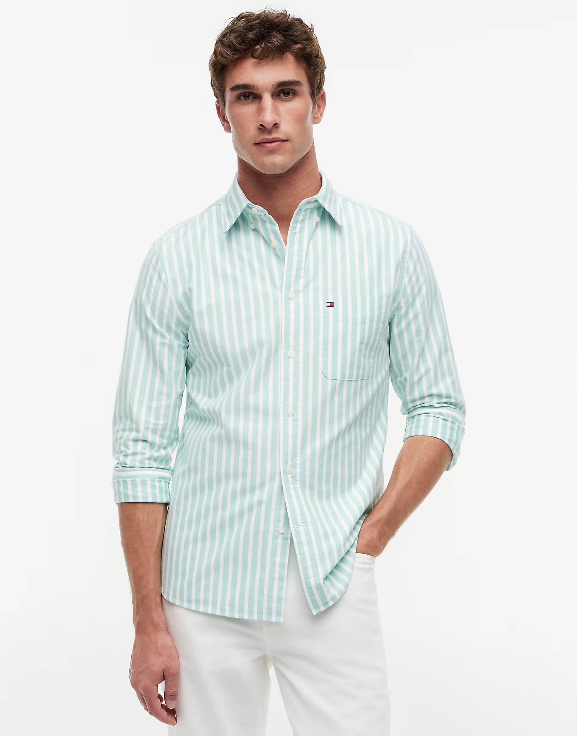 ASOS Tommy Hilfiger Regular fit stripe oxford shirt in light green