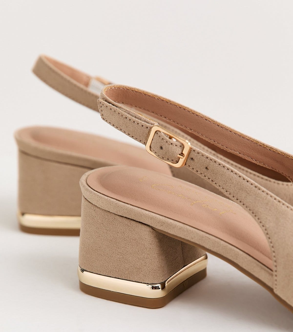 New Look Women's Light Brown Faux Suede Slingback Pumps Vegan New Look - 4