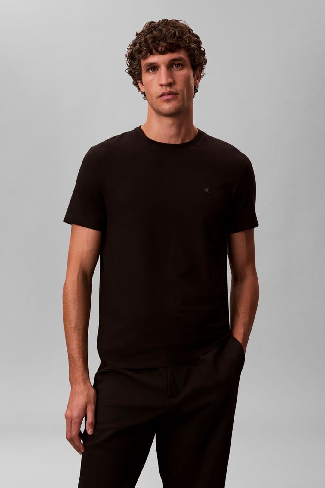 Calvin Klein Calvin Klein Men's SS Slim Stretch Cotton Crewnk Te Black