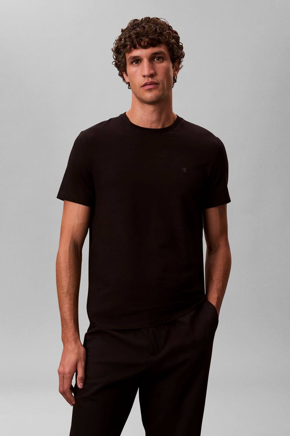 Calvin Klein Calvin Klein Men's SS Slim Stretch Cotton Crewnk Te Black - 2