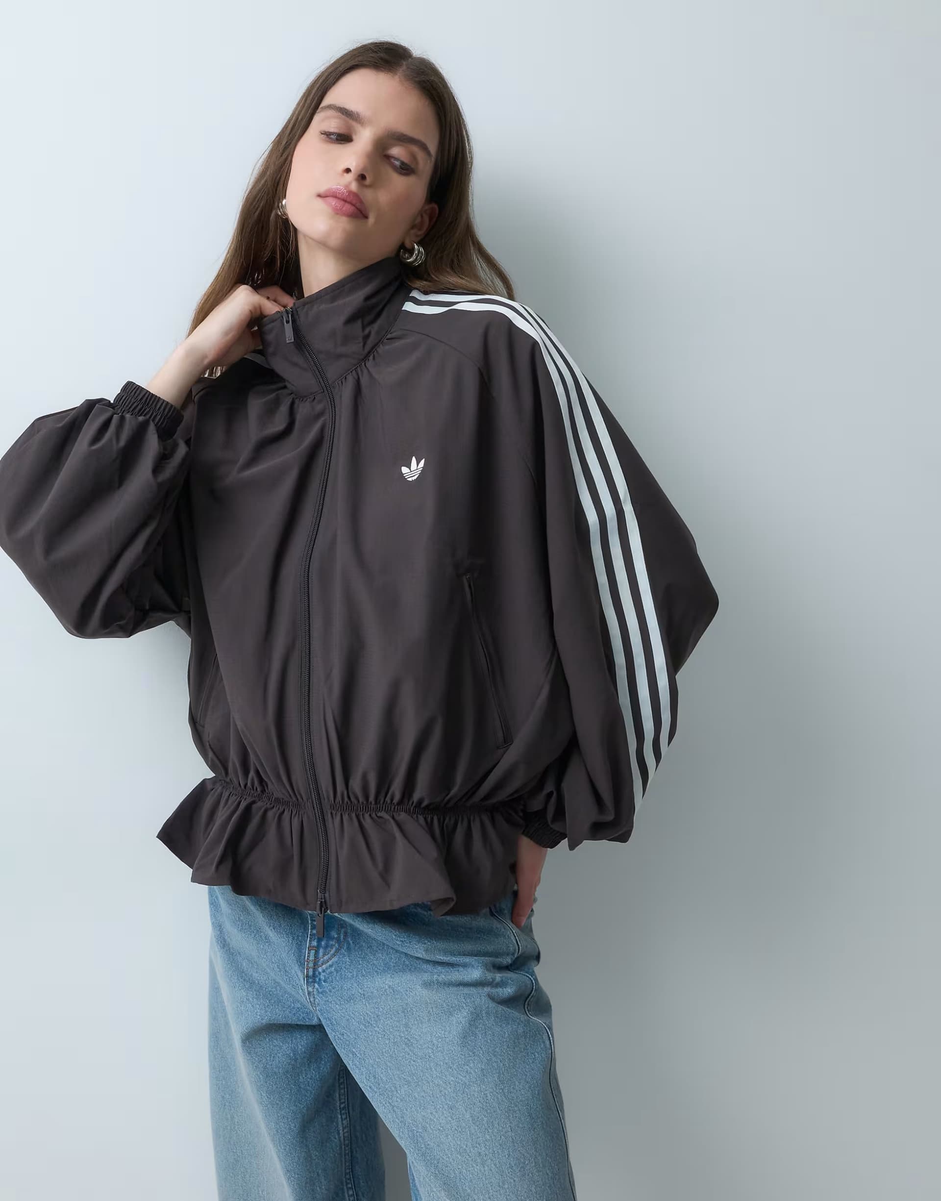 ASOS adidas Originals Firebird Blousy Oversized track top in night brown