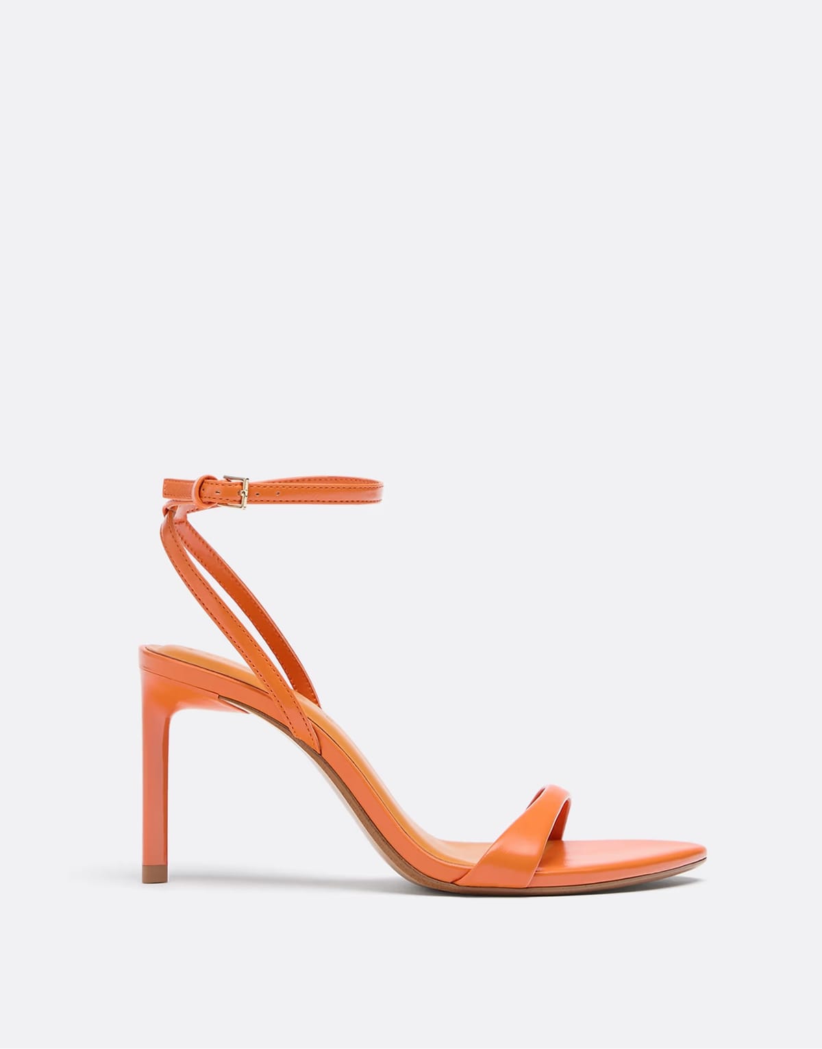 ASOS Stradivarius Satin stiletto heel sandals in orange - 1