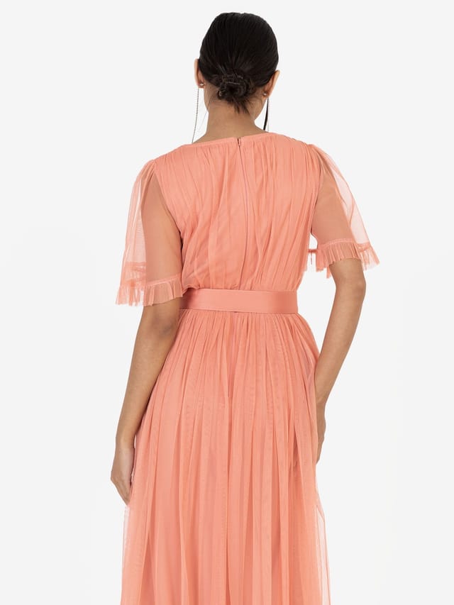 Anaya with Love Anaya with Love Women's Faux Wrap Short Sleeve Belted Maxi Dress in Orange - 2