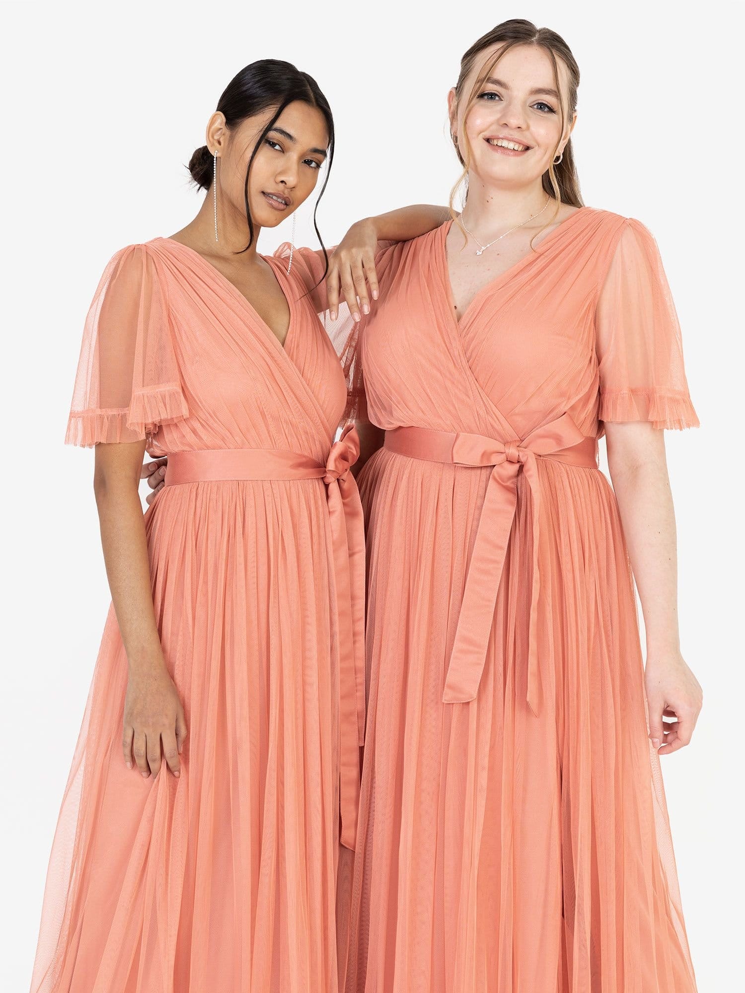 Anaya with Love Anaya with Love Women's Faux Wrap Short Sleeve Belted Maxi Dress in Orange - 4