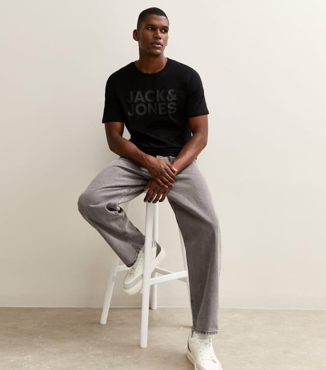 jack & jones Men's Grey Baggy Leg Jeans Jack & Jones New Look - 2