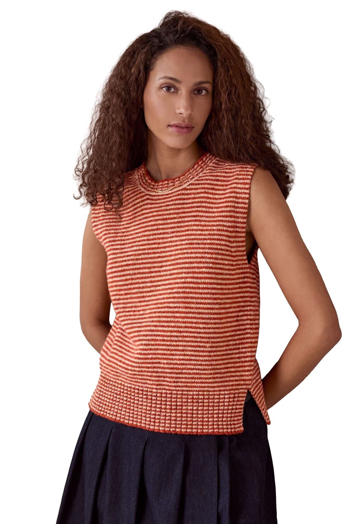 Celtic & Co Celtic & Co Women's Donegal Crew Neck Sweater in Burnt Orange