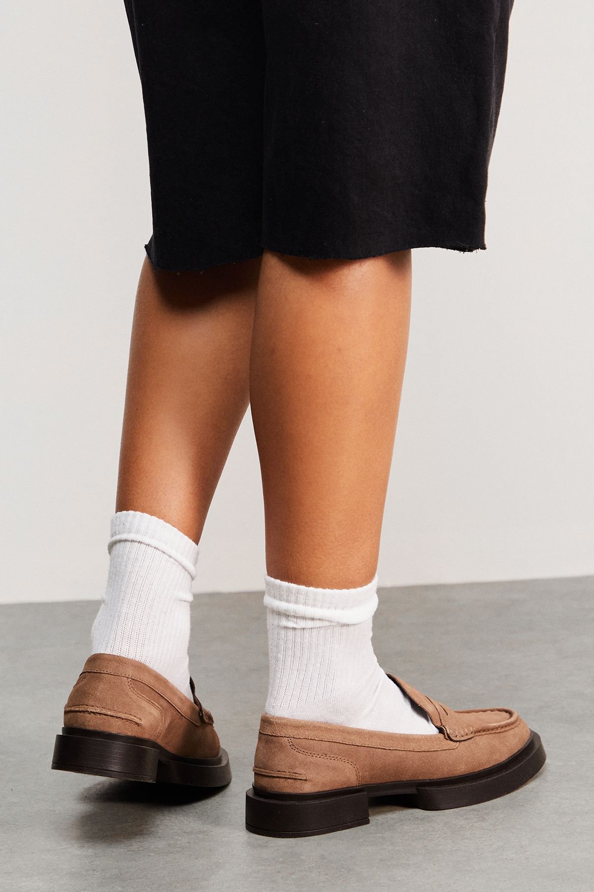 Faith Faith Women's : Barrie Suede Chunky Penny Loafers in Taupe - 3