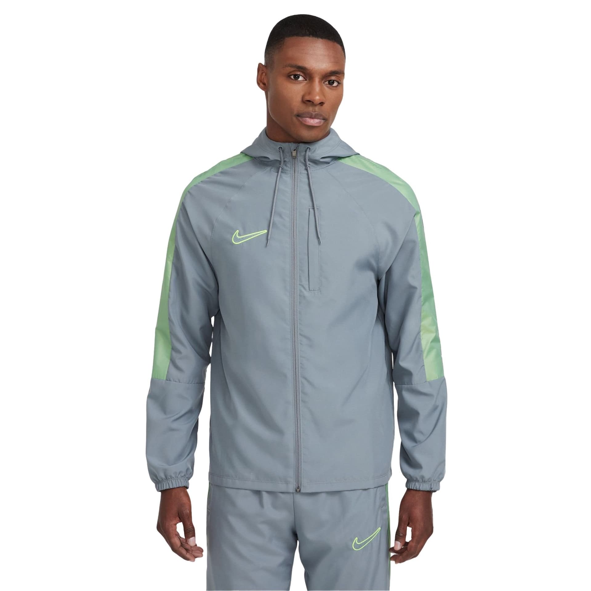 Nike Nike Men's Academy Hooded Waterproof Jacket in Light Grey