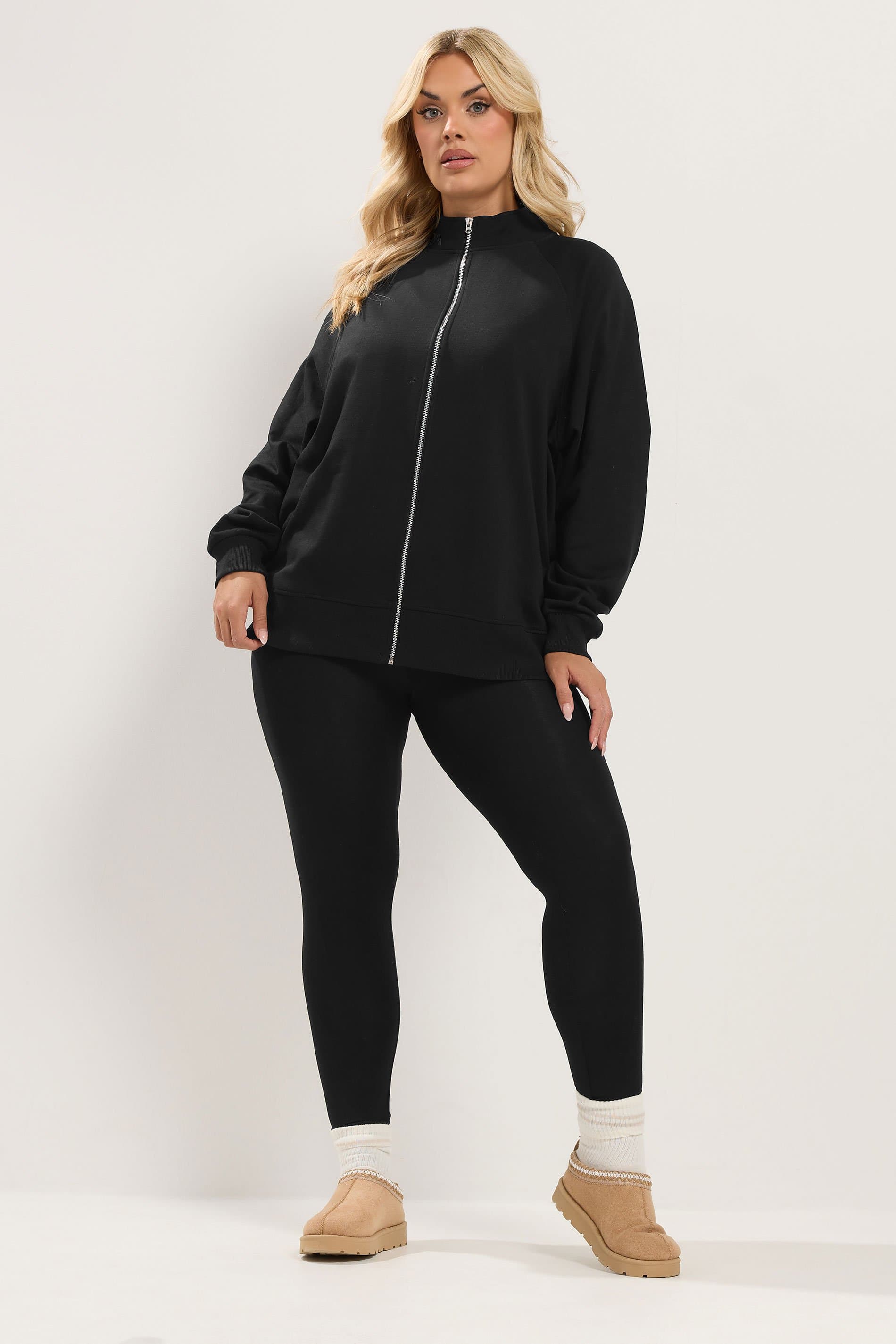 Yours Plus Size Black Funnel Neck Sweatshirt