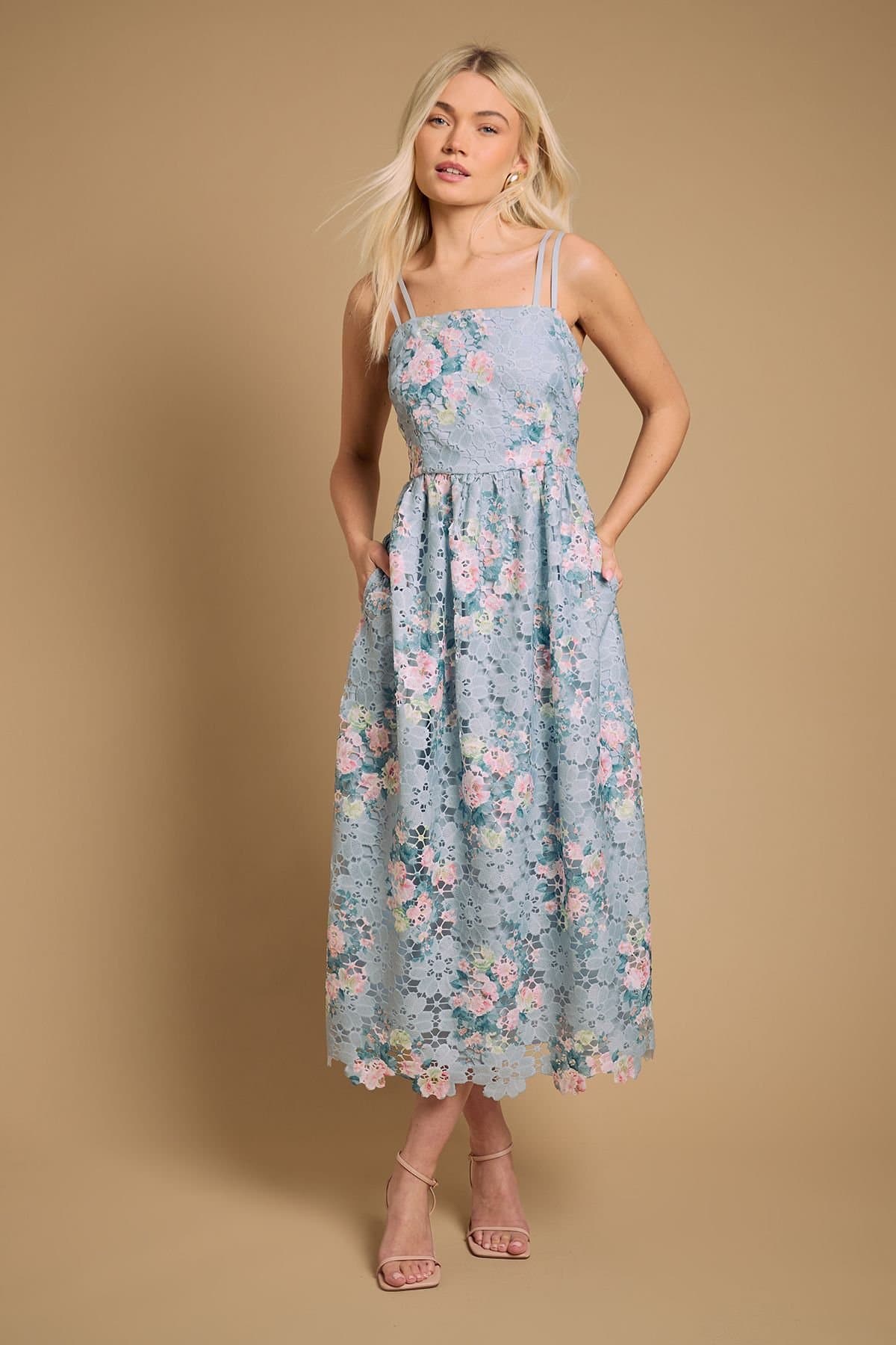 Oasis Oasis Women's Lace Fit & Flare Midaxi Dress