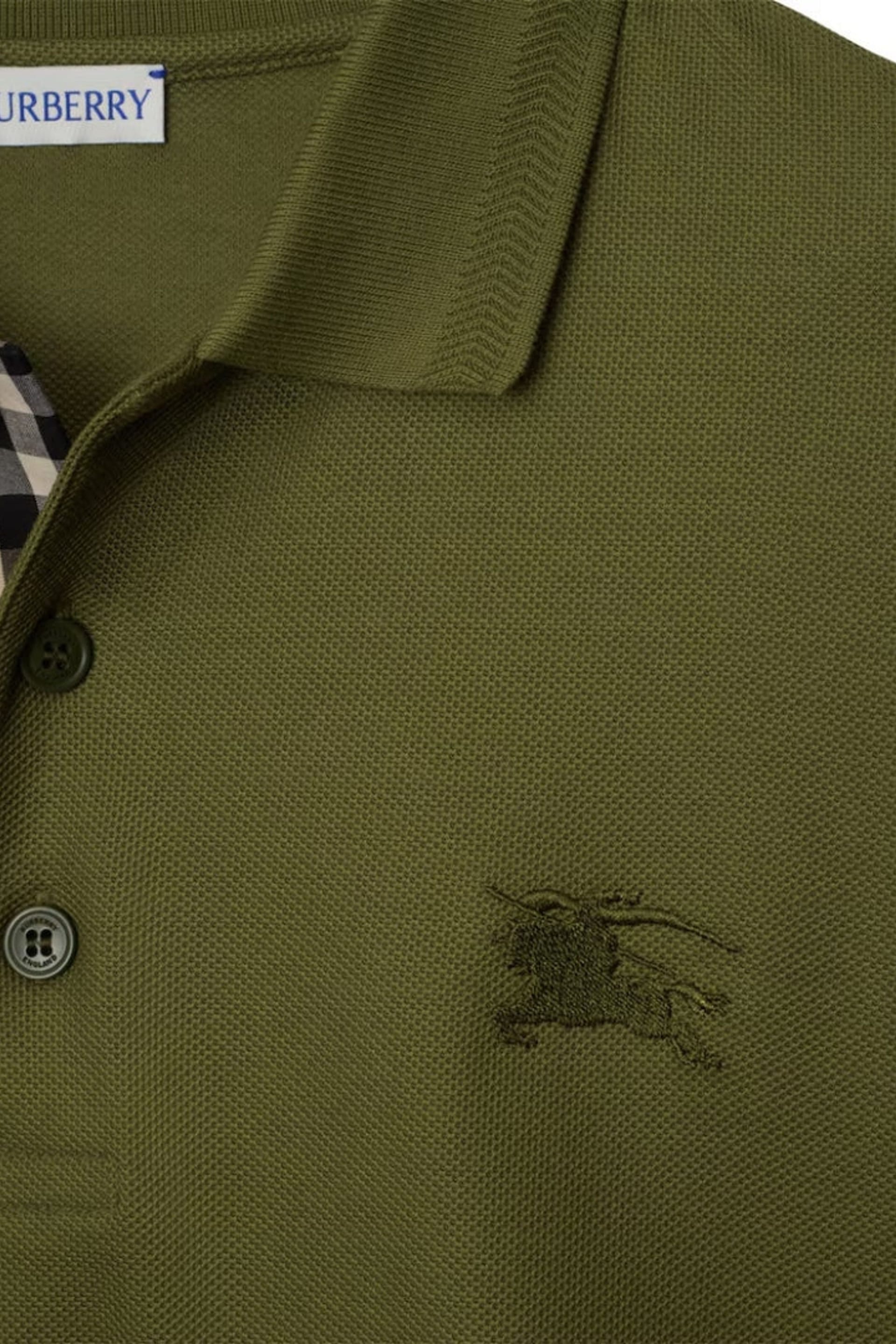 Burberry Burberry Men's Eddie Ekd Short Sleeve Collared Polo Shirt in Olive - 4