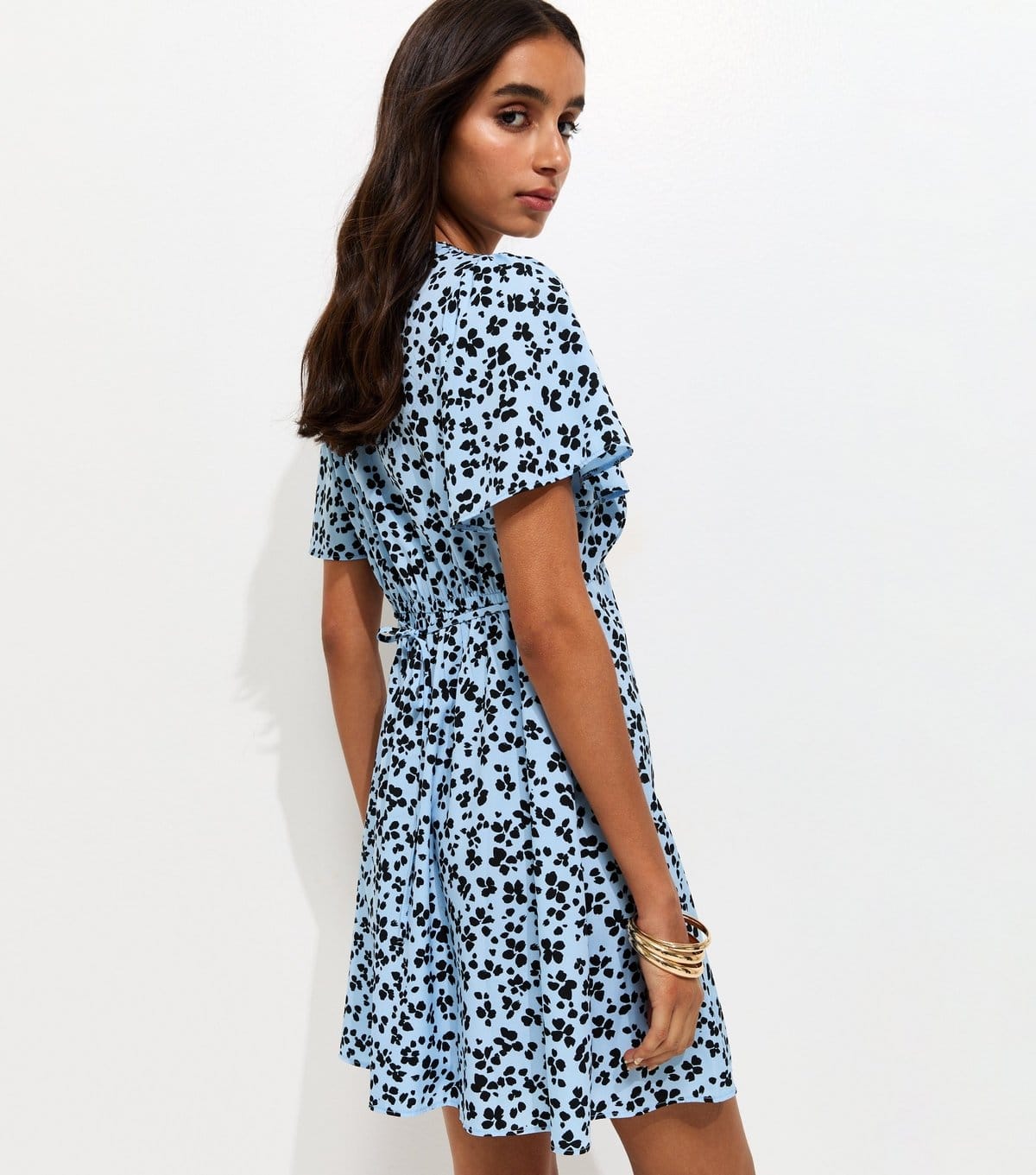 New Look Women's Blue Ditsy Floral Flutter Sleeve Mini Dress New Look - 4