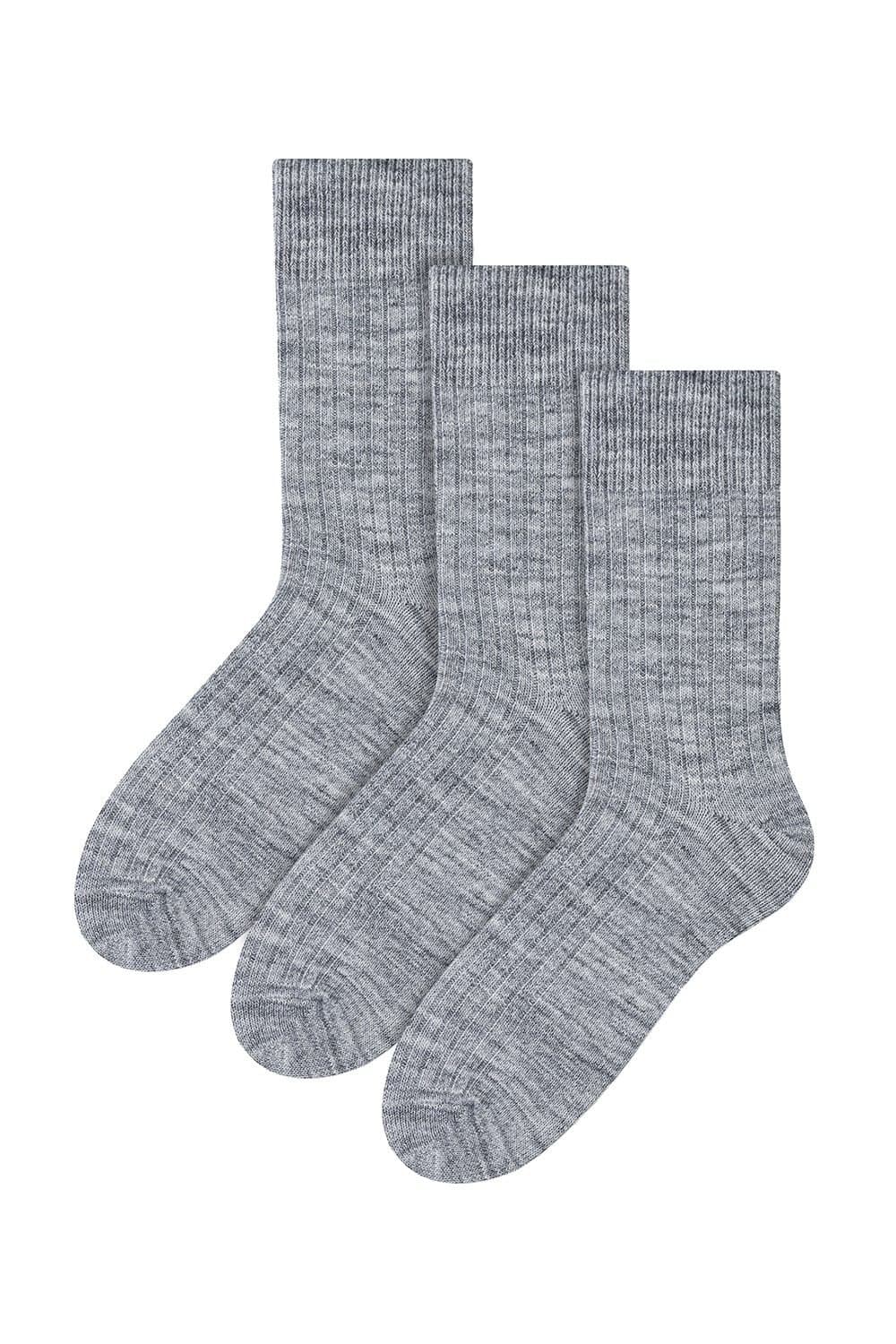 Steven Steven Men's 3 Pairs Alpaca Wool Winter Thick Warm Boot Socks in Light Grey