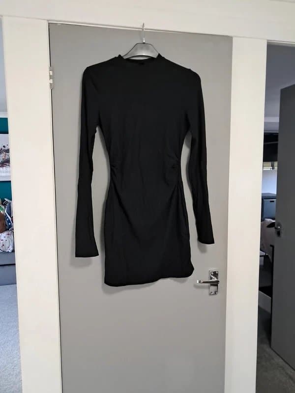 Shein Shein ribbed knee length black dress