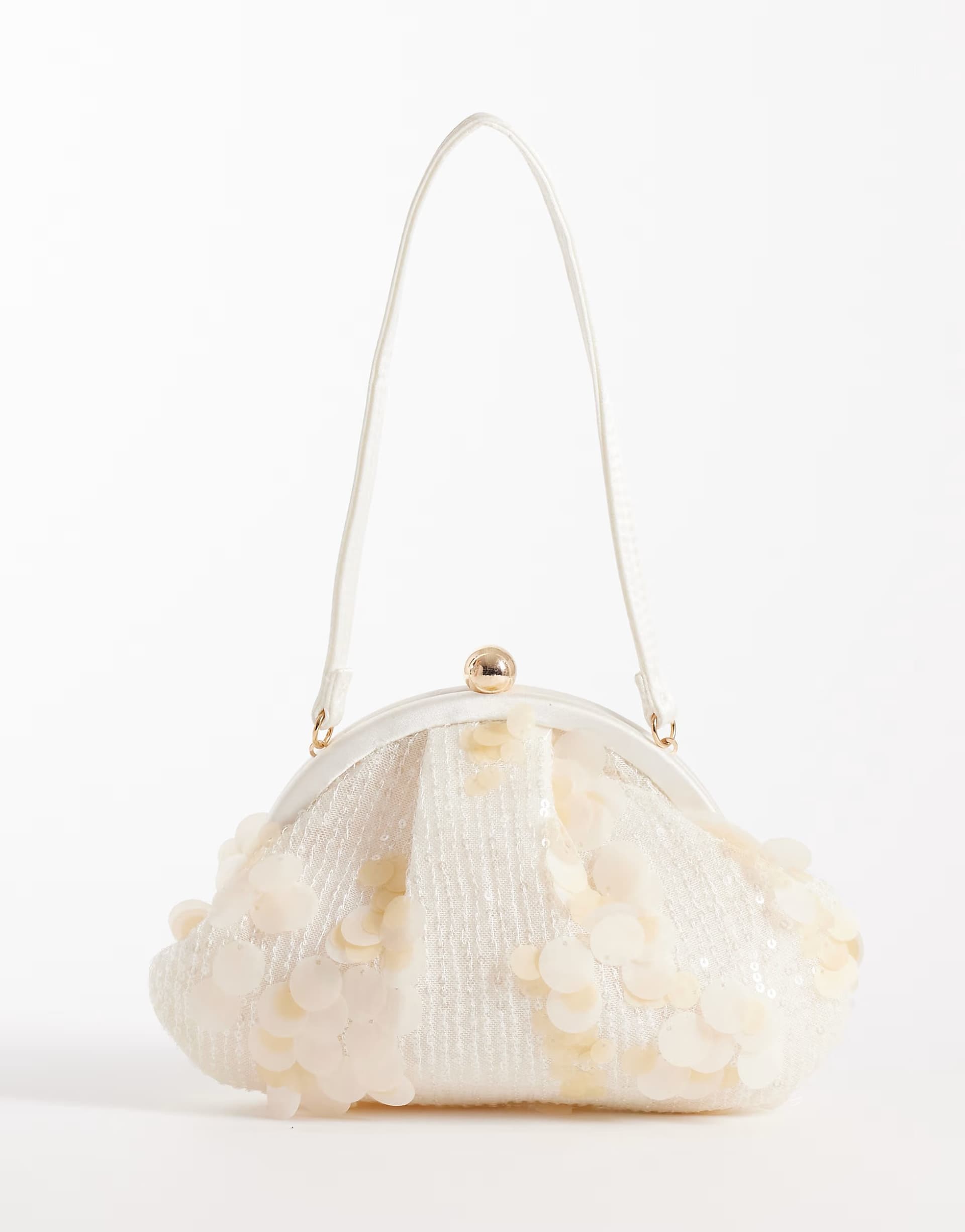 ASOS ASOS Off White Glitter Sequin Shoulder Bag