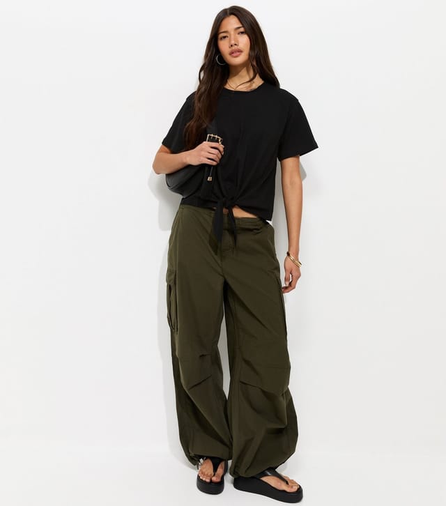 New Look Women's Black Cotton Tie Front T-Shirt New Look - 3