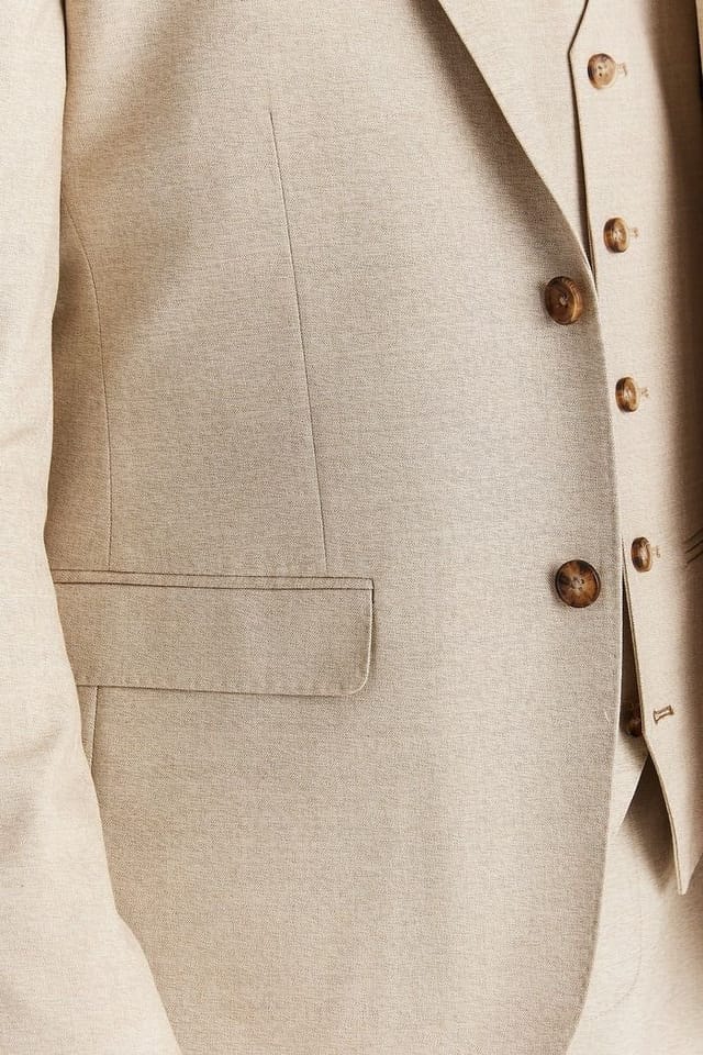 Paul Andrew Paul Andrew Men's Belmont Blazer Tailored Fit Summer Suit Jacket in Beige - 2