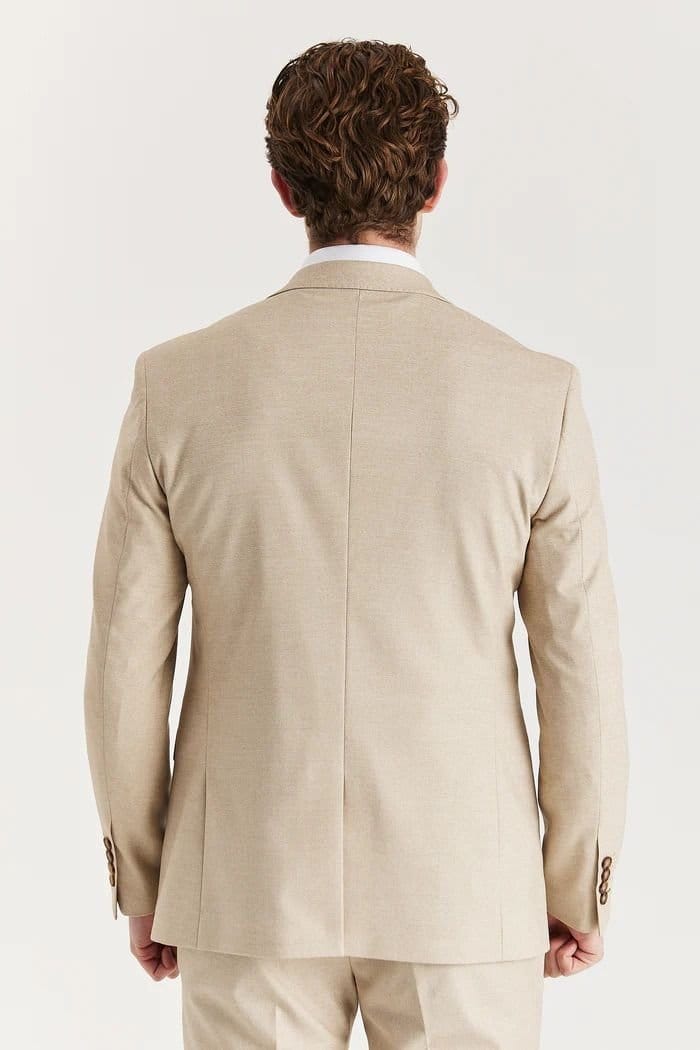 Paul Andrew Paul Andrew Men's Belmont Blazer Tailored Fit Summer Suit Jacket in Beige - 4